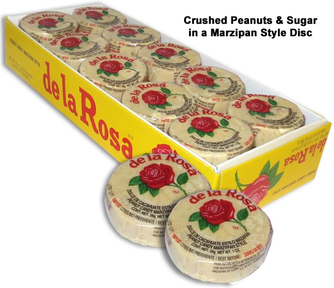 De la Rosa Mazapan, Mexican Original Peanut Candy, Regular Pack of 30