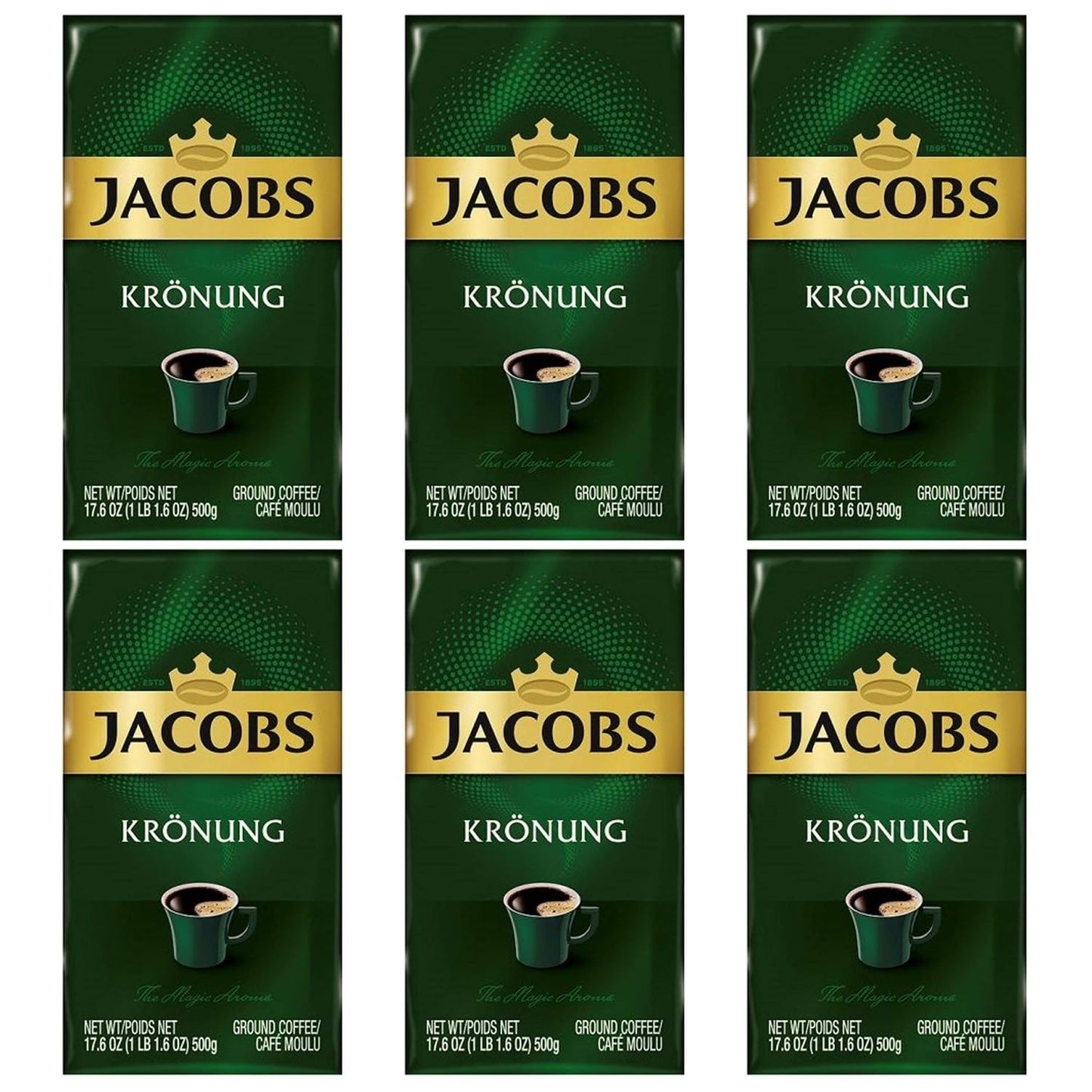 Jacobs Kronung Ground Coffee 500 Gram 1.76 Ounce (6 Pack)