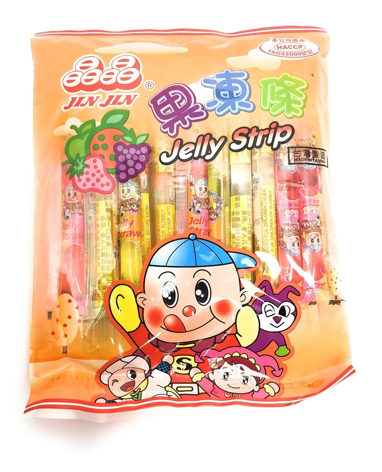 Jin Jin Jelly Strip, Jelly Filled Straws in Assorted Flavors 14.1 Oz.