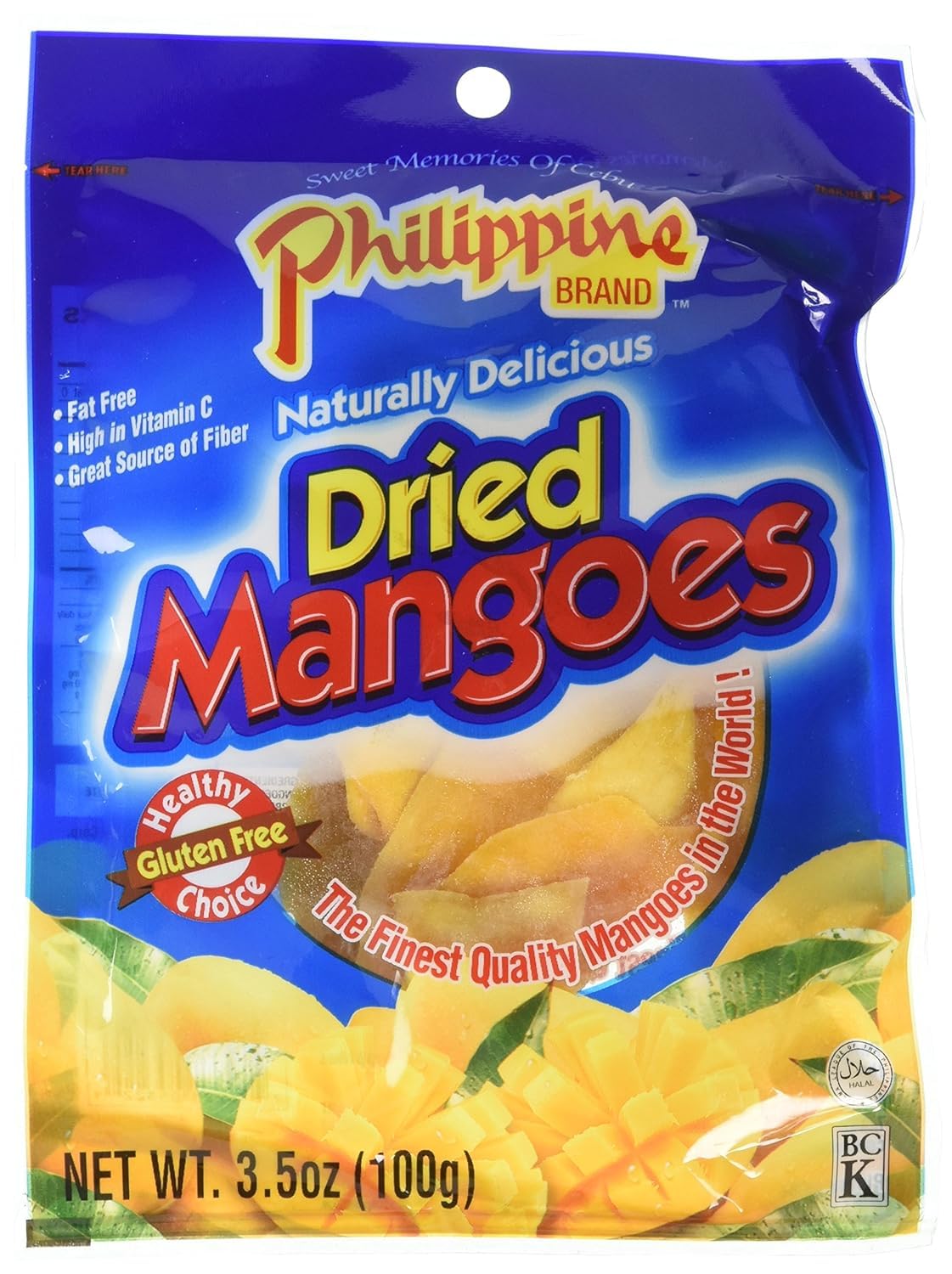 Philippine Brand Dried Mangoes, 2 3.5oz packages (Pack of 2) 100g each