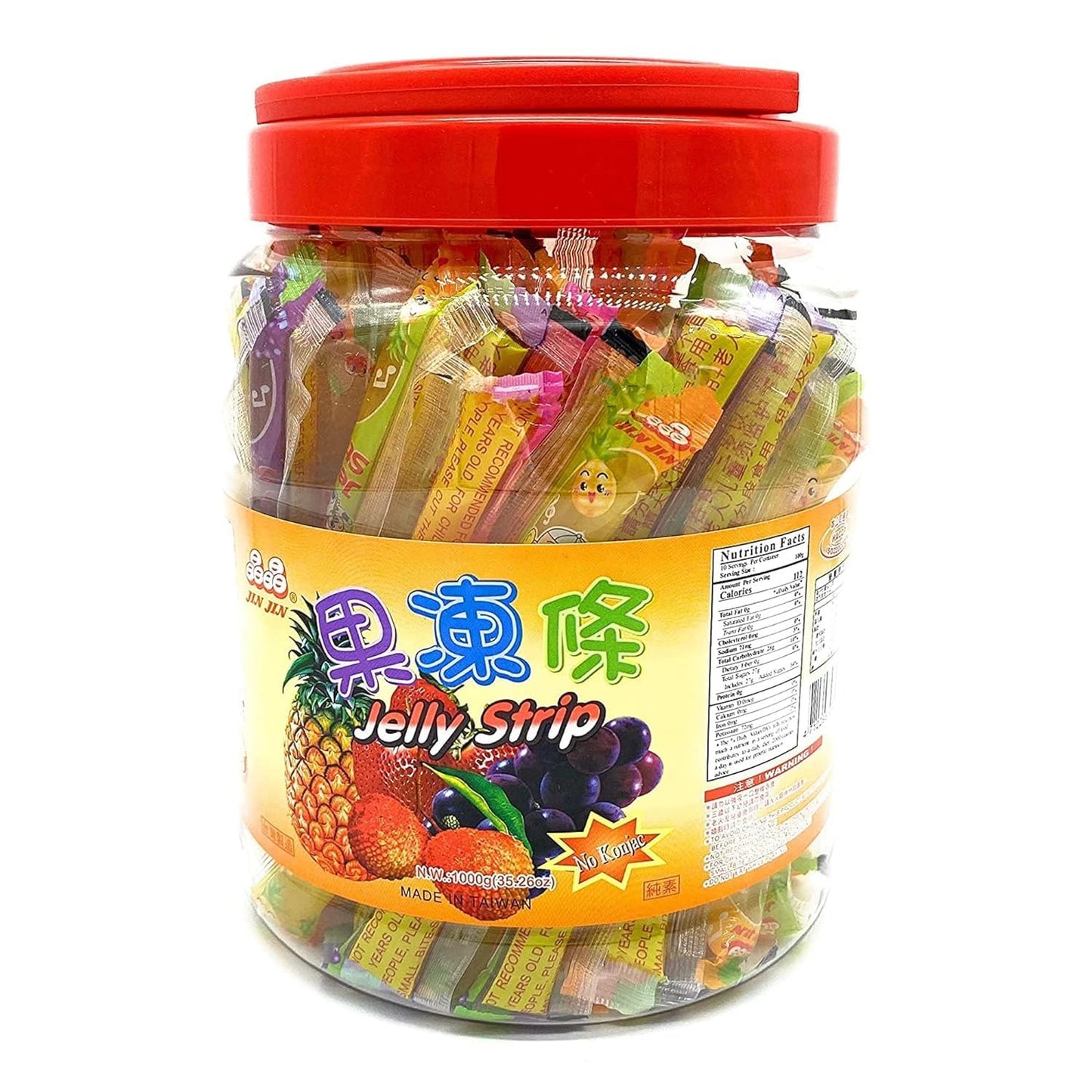 Jin Jin Fruit Jelly Filled Strip Straws Candy, Fruit Jelly Filled Strips 35.26 oz SPICEBRO