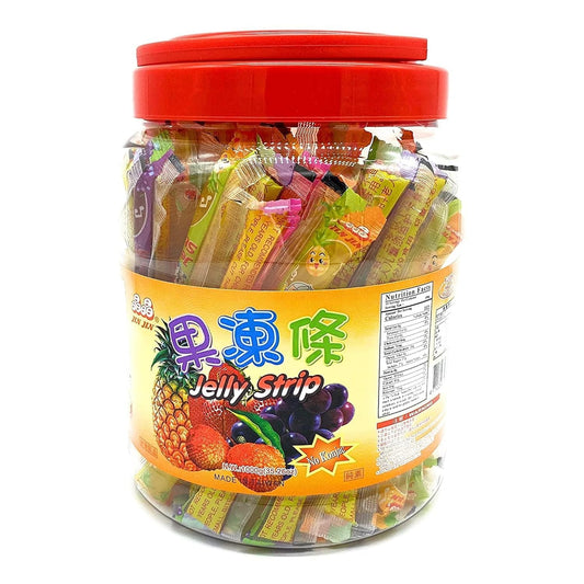 Jin Jin Fruit Jelly Filled Strip Straws Candy, Fruit Jelly Filled Strips 35.26 oz SPICEBRO