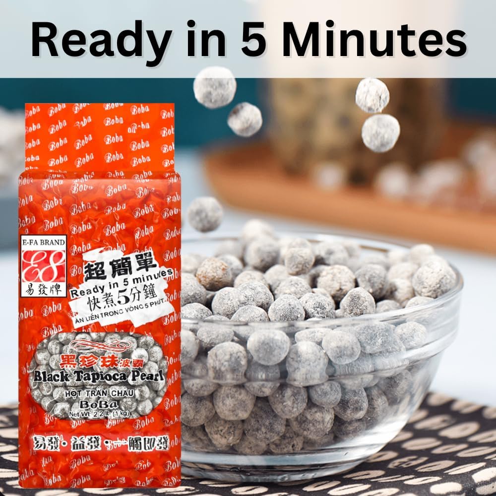 E-FA BRAND E8 Bubble Tea Black Tapioca Pearl 2.2 LB (1 Pack), Tapioca Granules - Flour for Tapioca Starch Flour