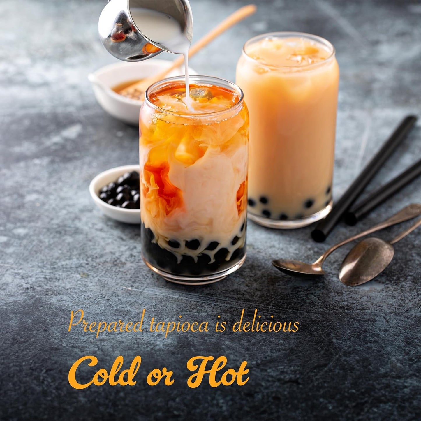 Tapioca Pearl, Black Sugar Flavor, cook and serve after 5 minutes, 8.8 Oz. (1 Pack)