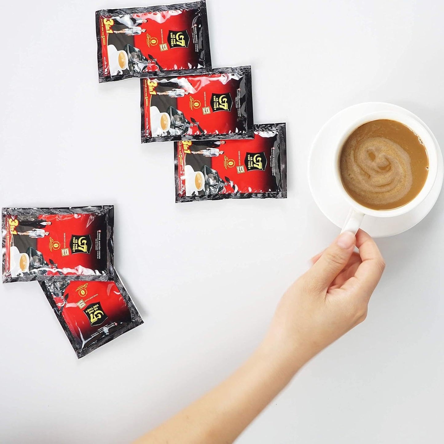 Trung Nguyen G7 Instant Coffee, 3 in 1 Instant Coffee, Coffee With Non-dairy Creamer and Sugar Strong and Bold, Instant Vietnamese Coffee (50 Sticks)