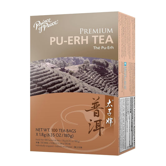 Prince of Peace Premium Pu-Erh Tea, 2 Pack – 100 Tea Bags Each – Fully-Fermented Tea