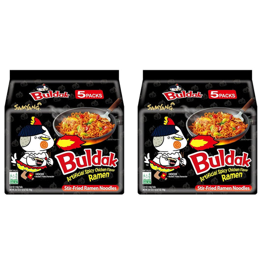 Spicy Chicken Ramen Roasted Noodles, Buldak Artificial Spicy Chicken flavor 4.94 oz (10 Packs) Original Samyang
