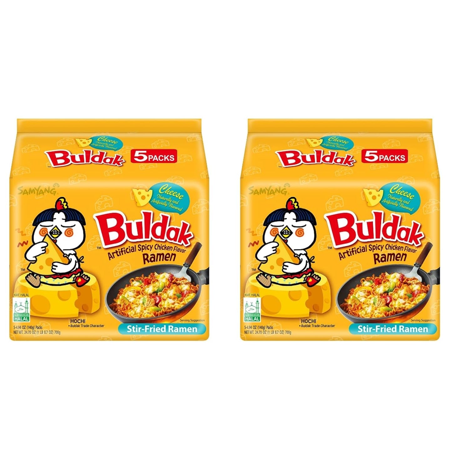 Buldak Cheese Spicy Hot Chicken Stir-Fried Noodles 4.94oz (Pack of 10) Samyang