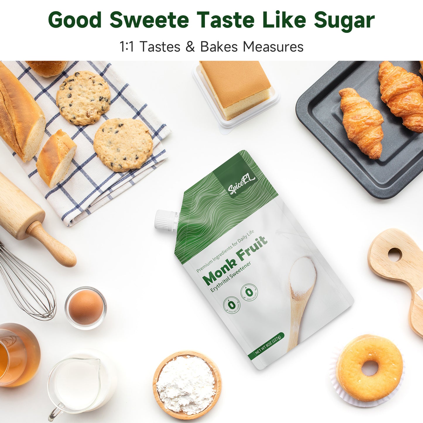 SPICEEL Monk Fruit Sweetener with Erythritol (8 oz)