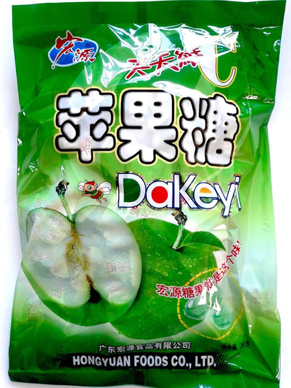 Hong Yuan Classic Green Hard Candy Apple Dakeyi Candy, 12.3 Oz, 1 Pack 350g