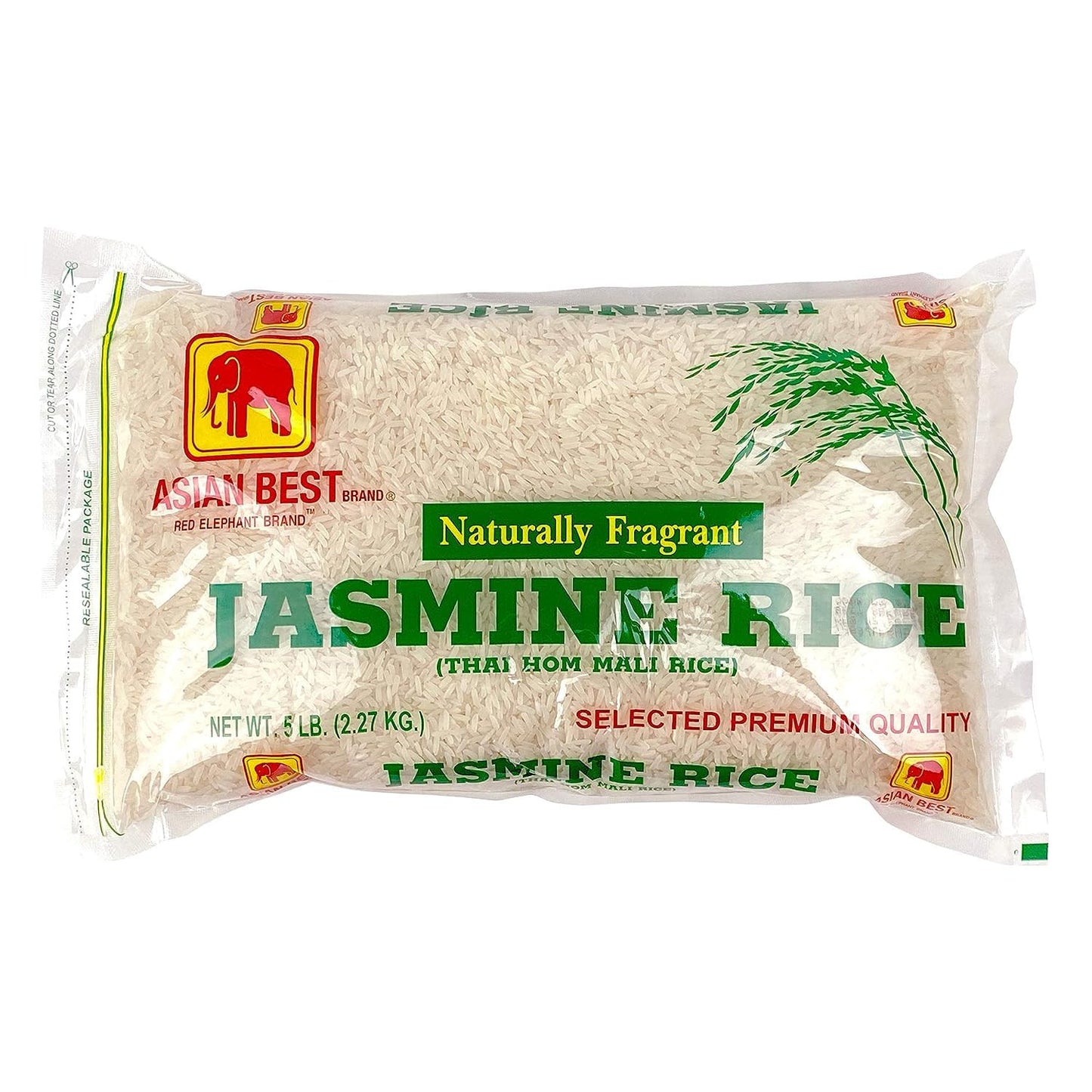 Jasmine Rice 5 lbs, Long Grain Naturally Fragrant Enriched Asian Thai Jasmine Rice