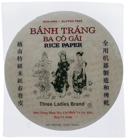 Three Ladies Rice Paper, White Rice Paper Wrappers, 22cm 1 Pack