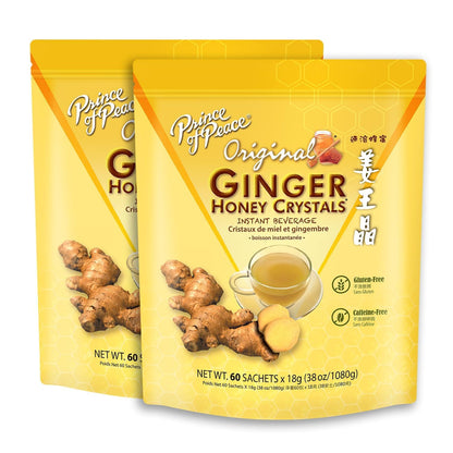 Prince of Peace Instant Ginger Honey Crystals, 60 Sachets - pack of 2, Sourced for SPICEBRO online Grocery