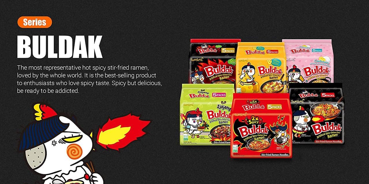 Korean Spicy Ramen Buldak Ramen Asian Snack Buldak Ramen Cream Carbonara Flavor 24.65 oz (Pack of 5) 140g x 5