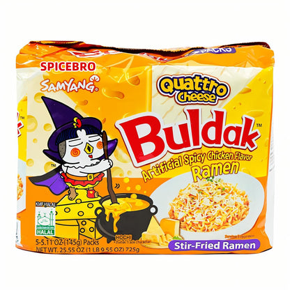 Korean Spicy Ramen Buldak Ramen Asian Snack Buldak Cheese Hot Chicken Flavor Ramen 5 Pack (145g x 5) 5.11 oz x 5