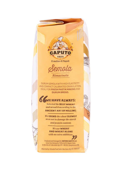 Antimo Caputo Semolina Flour 2.2 LB Bulk Italian Durum Semola Flour - All Natural Dough for Fresh Pasta (Pack of 2)