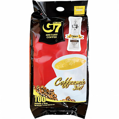 G7 PURE BLACK Instant Coffee for Energy Boost - 100% Soluble Coffee Without Sugar (100 Sachets/Bag)