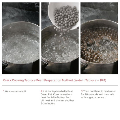 Tapioca Pearl, Black Sugar Flavor, cook and serve after 5 minutes, 8.8 Oz. (1 Pack)