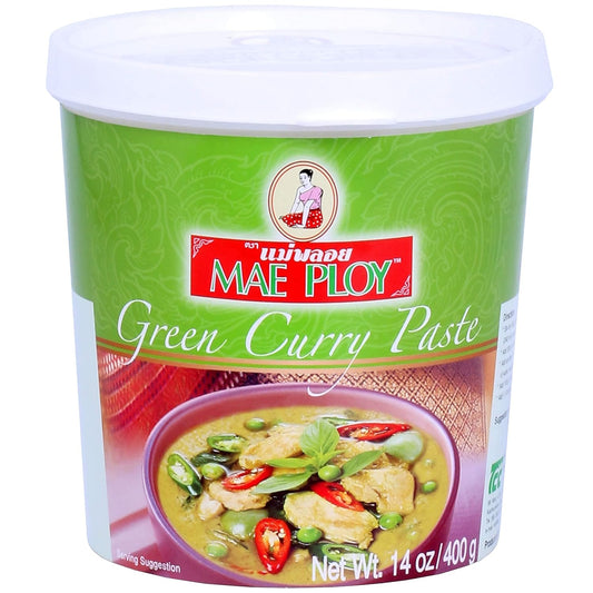 Mae Ploy Green Curry Paste, Authentic Thai Green Curry Paste for Thai Curries & Other Dishes 14oz/400g