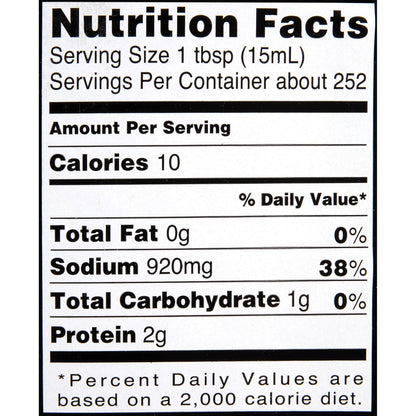 Traditionally Brewed Soy Sauce, Organic Soy Sauce, All Purpose Seasoning 1 Gallon, No Added Preservatives - 3.79L