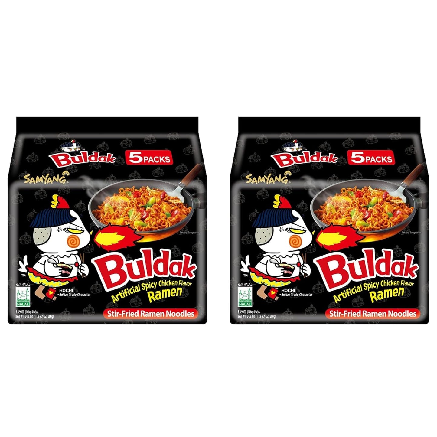 Spicy Chicken Ramen Roasted Noodles, Buldak Artificial Spicy Chicken flavor 4.94 oz (10 Packs) Original Samyang