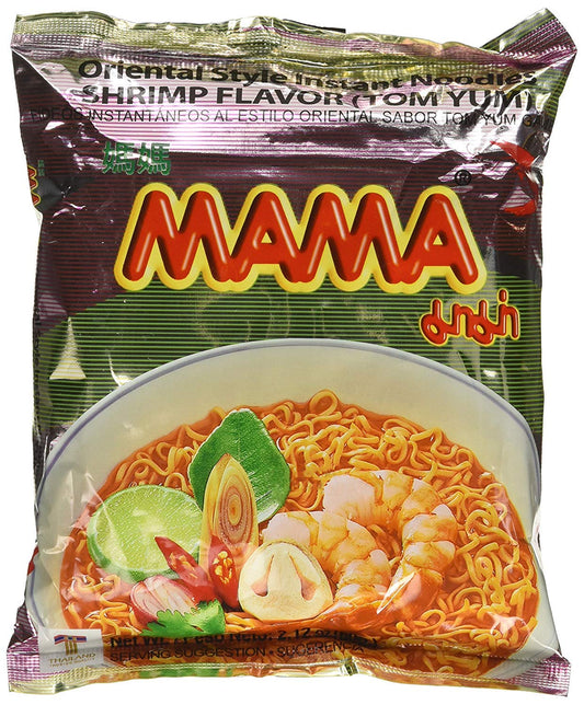 Mama Instant Ramen Noodle Tom Yum Shrimp Flavour Original (Pack of 30) 58.2 Ounce