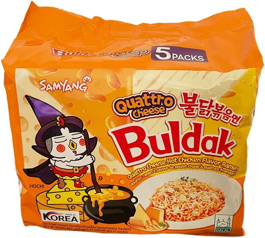 Samyang Buldak Quattro Cheese Hot Chicken Flavor Ramen 40 Pack (145g x 40) 25.57 oz x 8 Pack