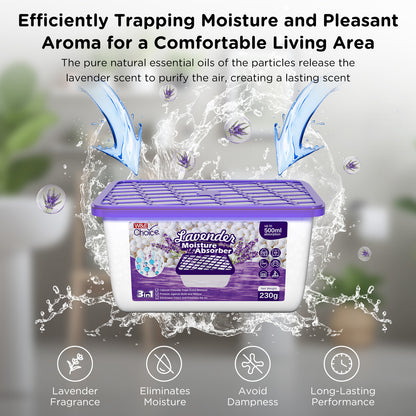 W&E Choice Moisture Absorbers With Lavender Scent, Portable Dehumidifier for Closet&Bathrooms, Kitchen, Humidity Absorber Odor Eliminator Absorber
