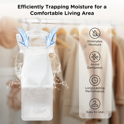 W&E Choice Moisture Absorbers Hanging Bag for Your Closet, Dehumidifier Bags for Bathroom , Fragrance Free Humidity Packs, 10 Pack, 9.9 Oz