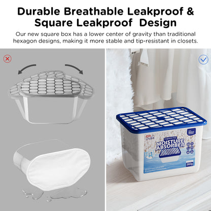 W&E Choice Moisture Absorbers, 12.7 Oz Portable Humidity Absorber Boxes for Your Bathroom, Closet & Car, Dehumidifier with Fragrance Free, 3 Pack