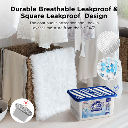 W&E Choice Moisture Absorbers, Portable Humidity Absorber Boxes for Your Bathroom, Closet & Car, Dehumidifier with Fragrance Free, 6 Pack