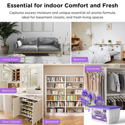 W&E Choice Moisture Absorbers With Lavender Scent, Portable Dehumidifier for Closet&Bathrooms, Kitchen, Humidity Absorber Odor Eliminator Absorber