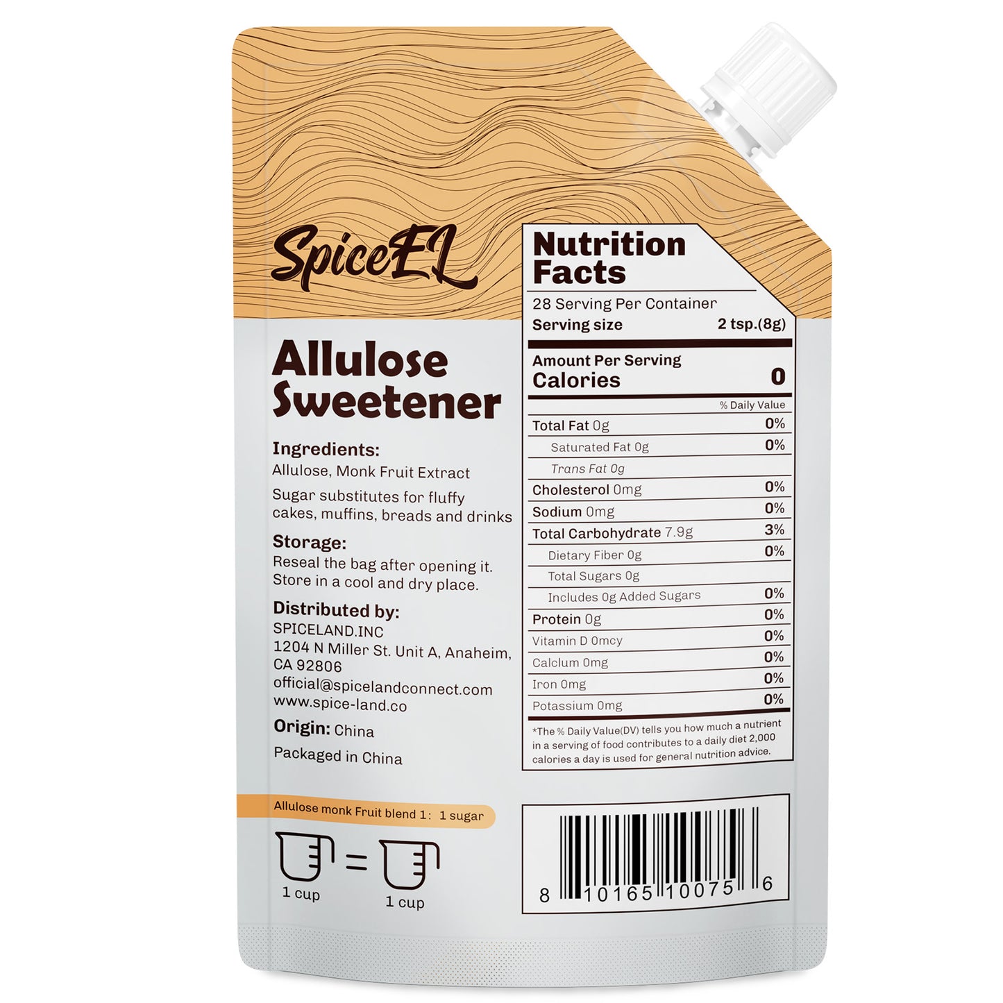 SPICEEL Monk Fruit Sweetener with Allulose (8 oz)