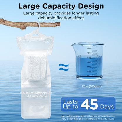 W&E Choice Moisture Absorbers Hanging Bag for Your Closet, Dehumidifier Bags for Bathroom , Fragrance Free Humidity Packs, 10 Pack, 9.9 Oz