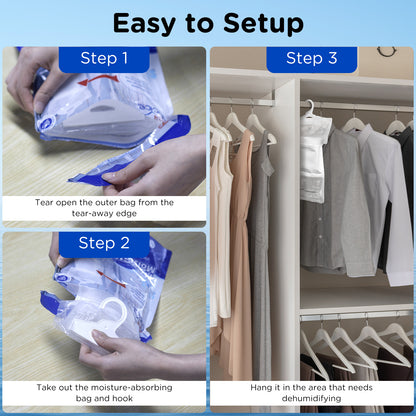 W&E Choice Moisture Absorbers Hanging Bag for Your Closet, Dehumidifier Bags for Bathroom , Fragrance Free Humidity Packs, 10 Pack, 9.9 Oz