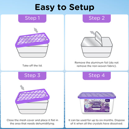 W&E Choice Moisture Absorbers With Lavender Scent, Portable Dehumidifier for Closet&Bathrooms, Kitchen, Humidity Absorber Odor Eliminator Absorber