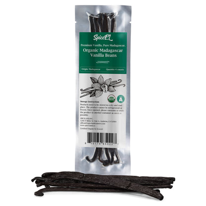 SPICEEL Organic Madagascar Vanilla Beans Vanilla Pods 1 Ounce(6 Counts)