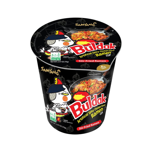 1.54 oz Buldak Spicy Hot Chicken Stir-Fried Cup Noodles Samyang